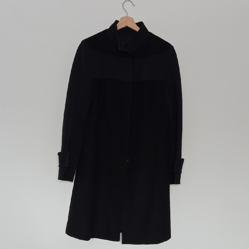 Carlisle Camel/wool Blend Black Coat Designer Classic Quiet Luxury | 6
